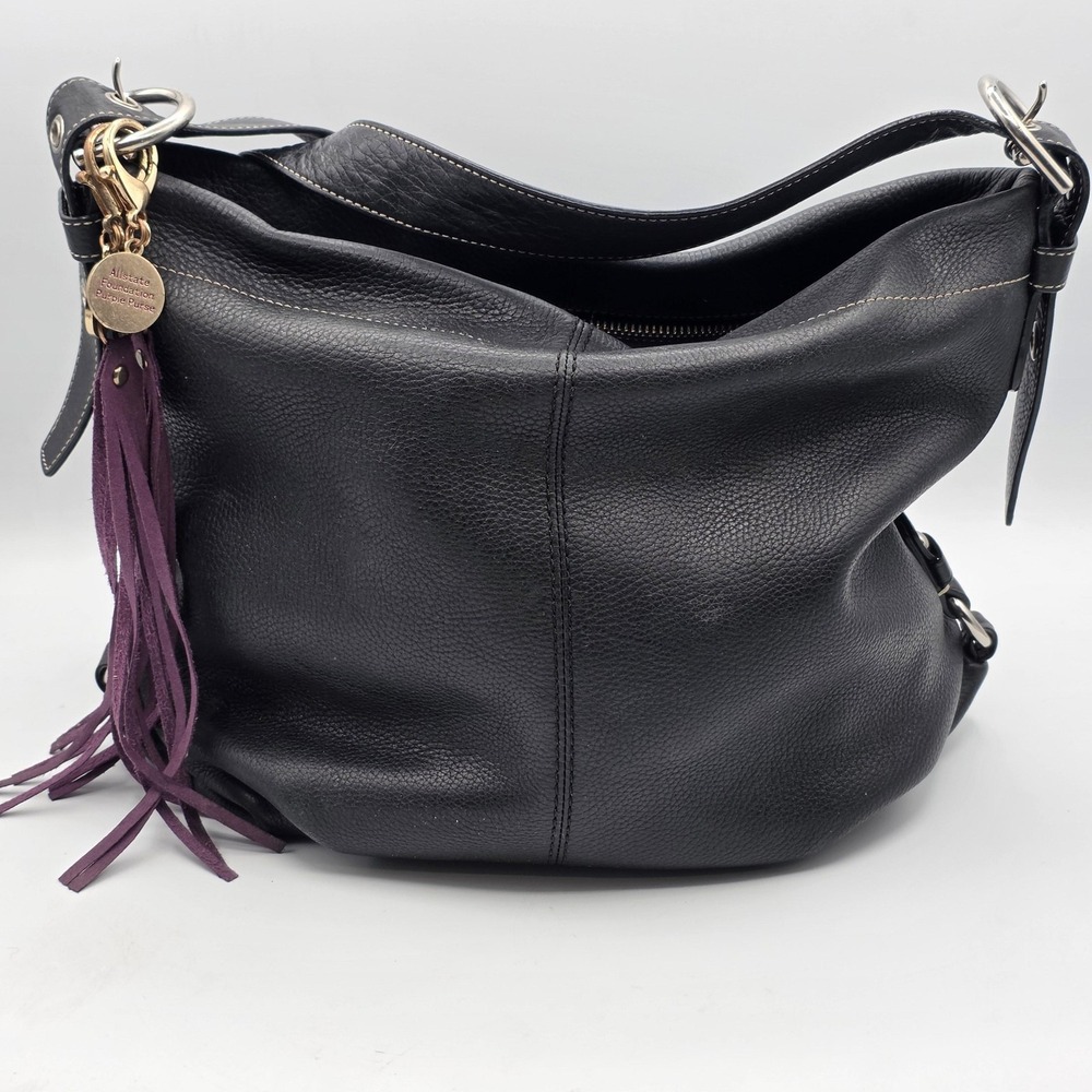 Vtg Coach Hampton Pebbled Leather Hobo Bag Style F15084 Black Silver Hardware - Picture 6 of 13